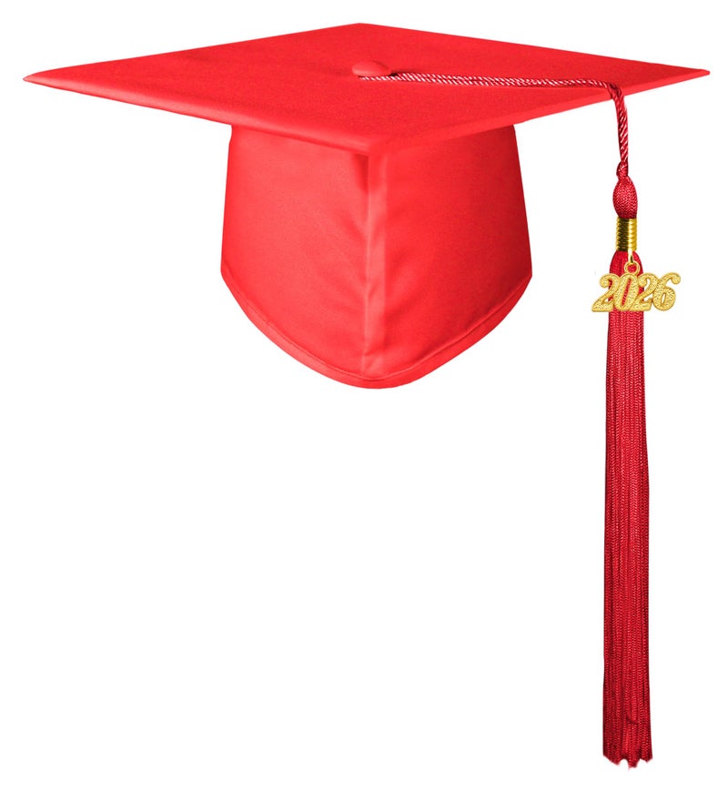 GraduationMall Matte Kindergarten & Preschool Graduation Cap for Kids with 2026 Tassel Red - Image 1